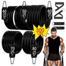 300LBS Resistance Bands Set, Träningsband med dörrankare, handtag, bärväska, ben Ankelband för motståndsträning, hemträning Gymtillbehör, Deporte, Gim - Svart 300 lbs. (Set B-12PCS,Set A-11PCS,Set C-16PCS)
