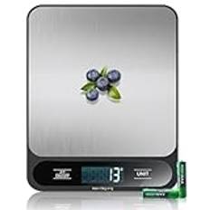 10 kg och rostfritt stål: digitala köksvågar, elektroniska matvågar med tara-funktion, hög precision 1 g/0.1 oz, lätta att rengöra, batterier ingår