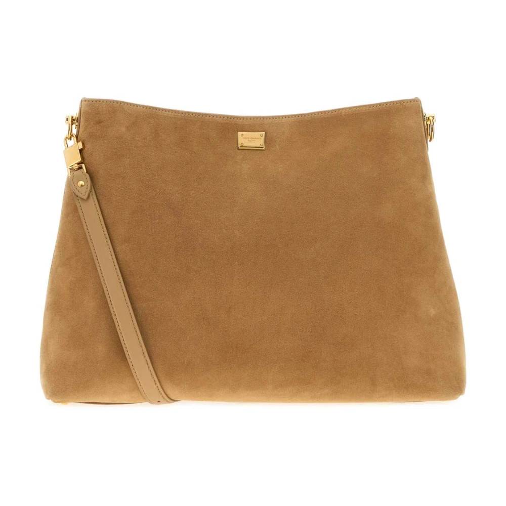 Dolce & Gabbana Shoppingtaske i ruskind - Tasker - Dame - Beige - ONE SIZE - Uld