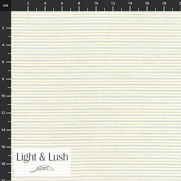 Cotton Stripe m/Råhvide & støvede lyseblå striber, "Light & Lush".