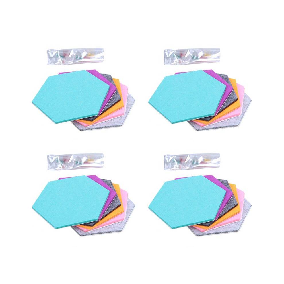 Set of 24 Hexagon Pin Board Self Adhesive Bulletin Memo Photo Cork Boards Colorful Foam Wall Decorative Tiles