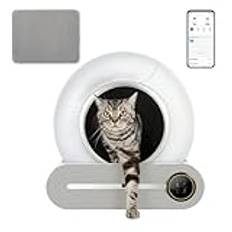 Automatiserad kattlåda självrengörande med appkontroll, luktborttagning, kattmatta, säkert lås, automatisk kattlås, självrengörande kattlåda för flera katter