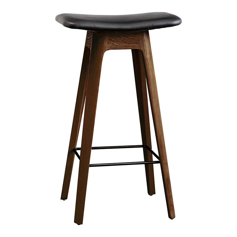 Andersen Furniture HC1 Barstol H80 cm Røget Matlakeret Eg/Sort Lædersæde