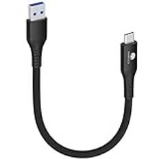 CONMDEX Korta USB C-kablar 20 cm/0,2 m 10 Gbps USB 3.1 Gen2 typ-C Android Auto QC3.0 3.1A USB A till C snabbladdare för Samsung Note20 Galaxy S23/S22/S21 Z Flip 5 Tab S9 Pixel 8 Pro svart