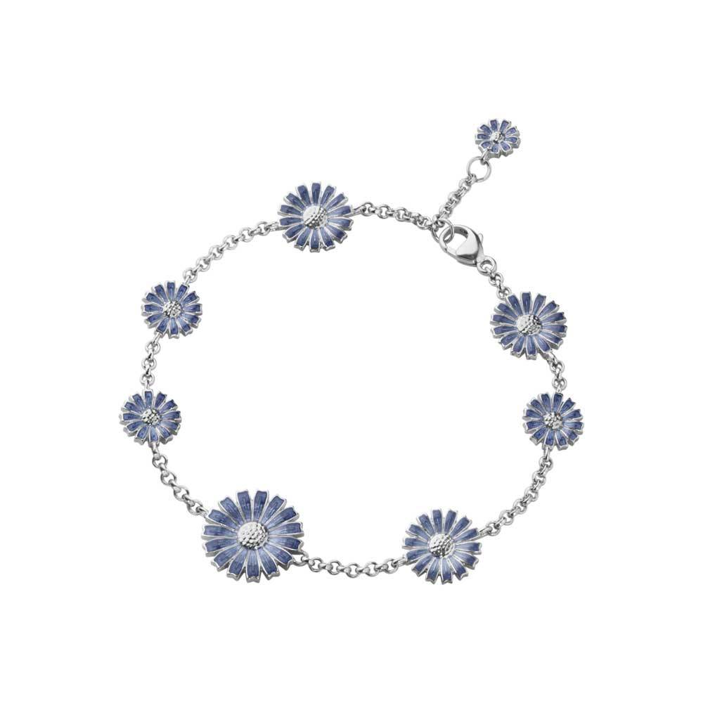 Georg Jensen Daisy armbånd i sølv med blå emalje (20001769)