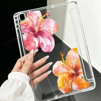 1 st kristallklar baksidesskal med hibiskusblommönster, kompatibelt med iPad 11 (A16) 2025 (11 tum), Pad 7/8/9 generation (10,2 tum), högtransparent l - Multifärgad (Multi-size)