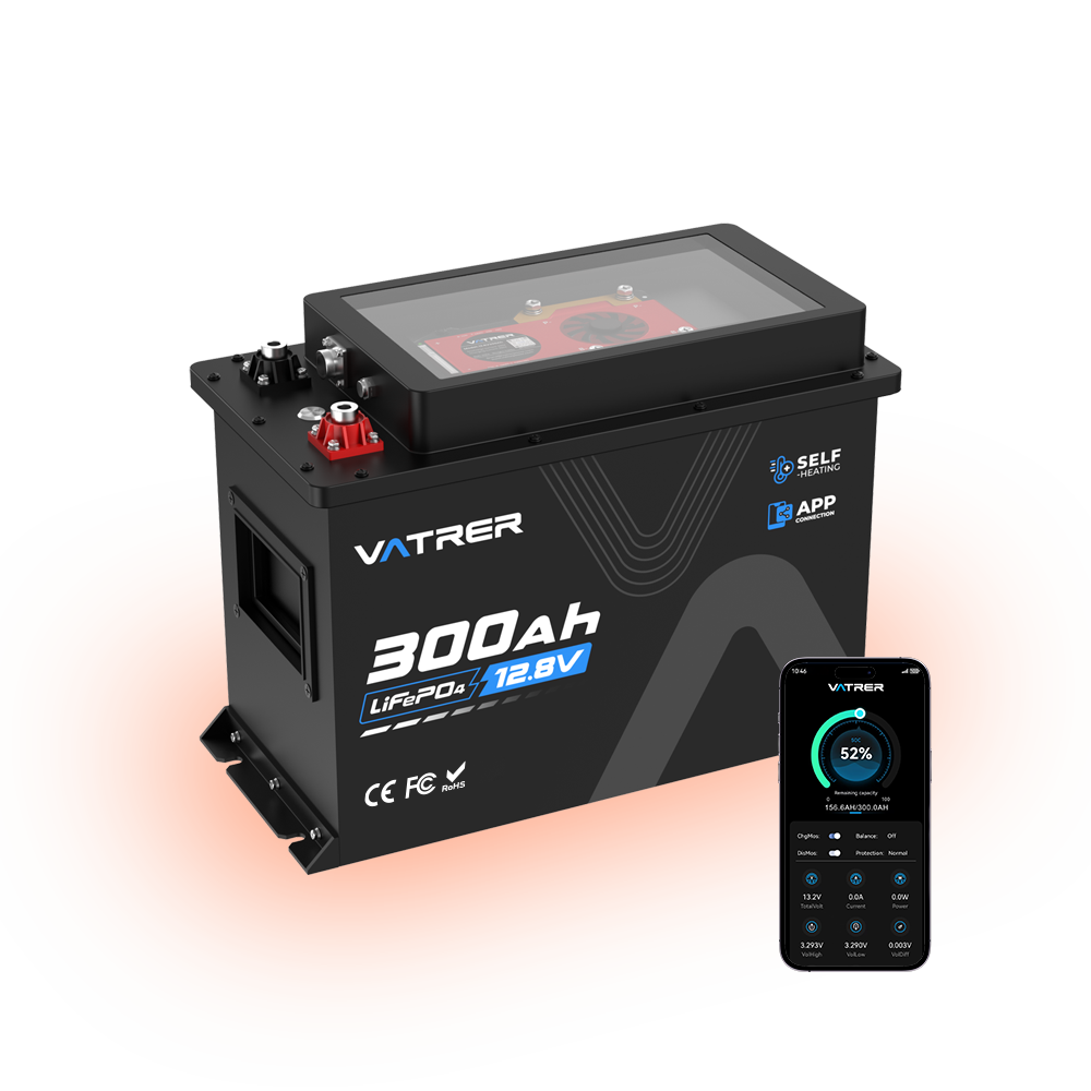 Vatrer 12V 300Ah Self-heating Lithium Battery 300A BMS with Cooling Fan - 1 PACK