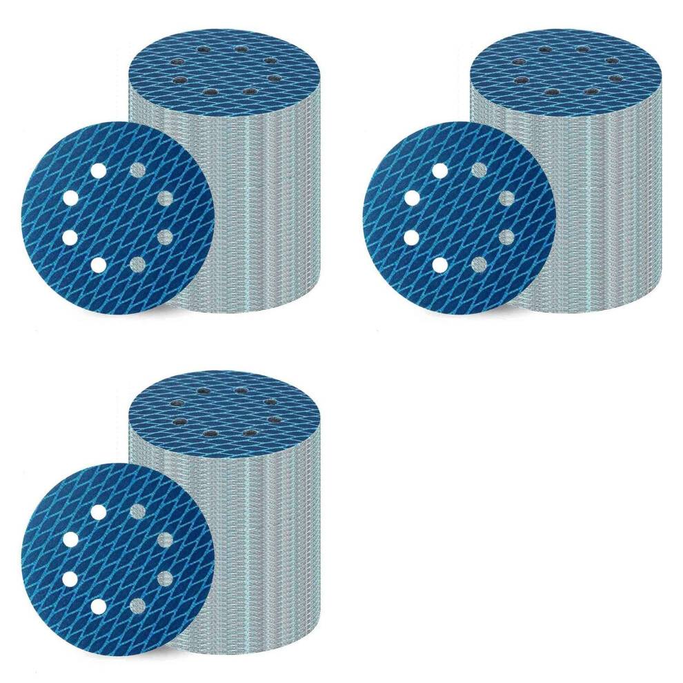 210Pcs Orbital Sander Sandpaper 5 Inch 8 Hole Sanding Disc Sand Paper 320 Grit for Anti Blocking Rhombus Sanding Discs