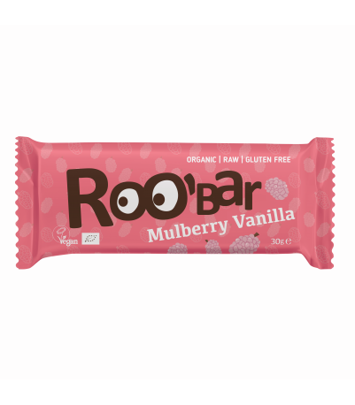 Bar m. morbær & vanilje Ø Raw Roobar - 4 stk.
