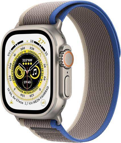 Apple Watch Ultra 2 (2023) | GPS + Cellular | sølv | Trail Loop i blå/grå Large
