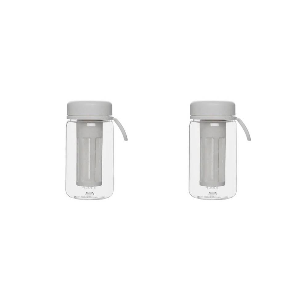 2X Cold Brew Coffee Maker Tumbler with Soft Silicone Handle Portable Iced Coffee & Tea Infuser with Travel Cup,White