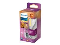 (ComputerSalg) Philips - LED-filament-lyspære - form: A60 - klar finish - E27 - 5.9 W (tilsvarende 60 W) - klasse D - varmt hvidt lys - 2200-2700 K