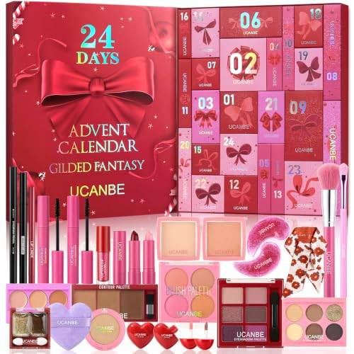 UCANBE 2026 Makeup adventskalender, 24 dagar jul makeup presentset för kvinnor och tonårstjejer, 2026 jul nedräkningskalender skönhet och kosmetika semester överraskning smink presentpaket för kvinnor