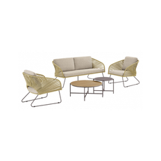 NOVEL Lounge havemøbel sæt i stål og polyester - Beige/Sand