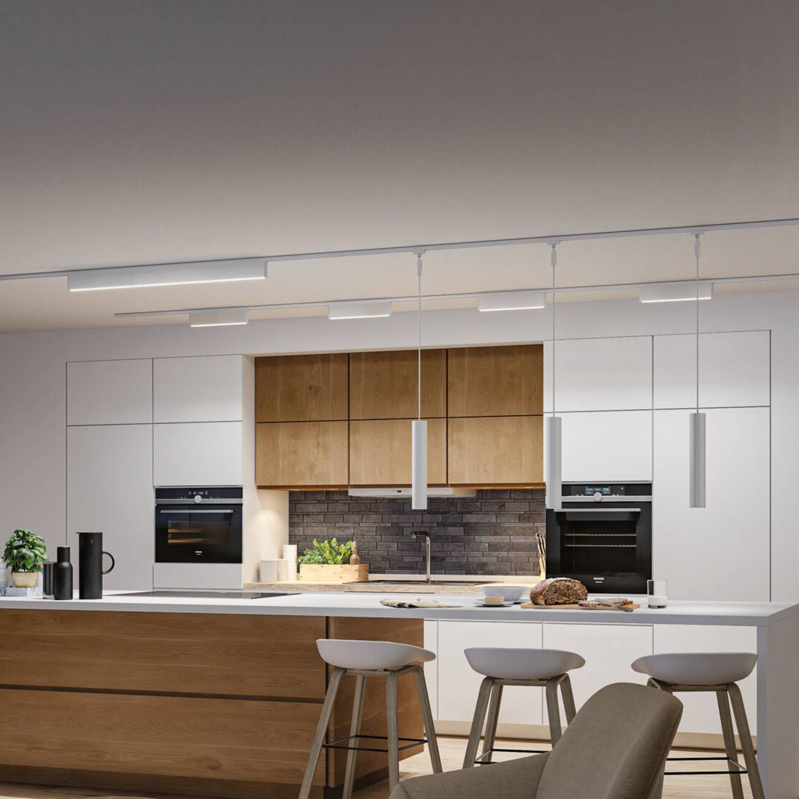 Paulmann URail LED-list Zelos, 4000K, signalvit, dimbar, Vitt / opal, Vardagsrum / matsal, Aluminium / grå / zink, Modern