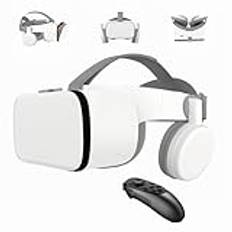 VR-set Virtual Reality VR för telefon, trådlöst Bluetooth VR-headset VR-glasögon 110° FOV, stöder 4,7–6,2-tums mobiltelefon, kompatibel med Android iOS iPhone 13 12 11 Pro Mini X R S (vit)