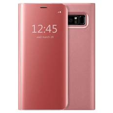 Case for Samsung Galaxy Note 8, Shockproof Mirror Flip Case Cover - Rose Gold
