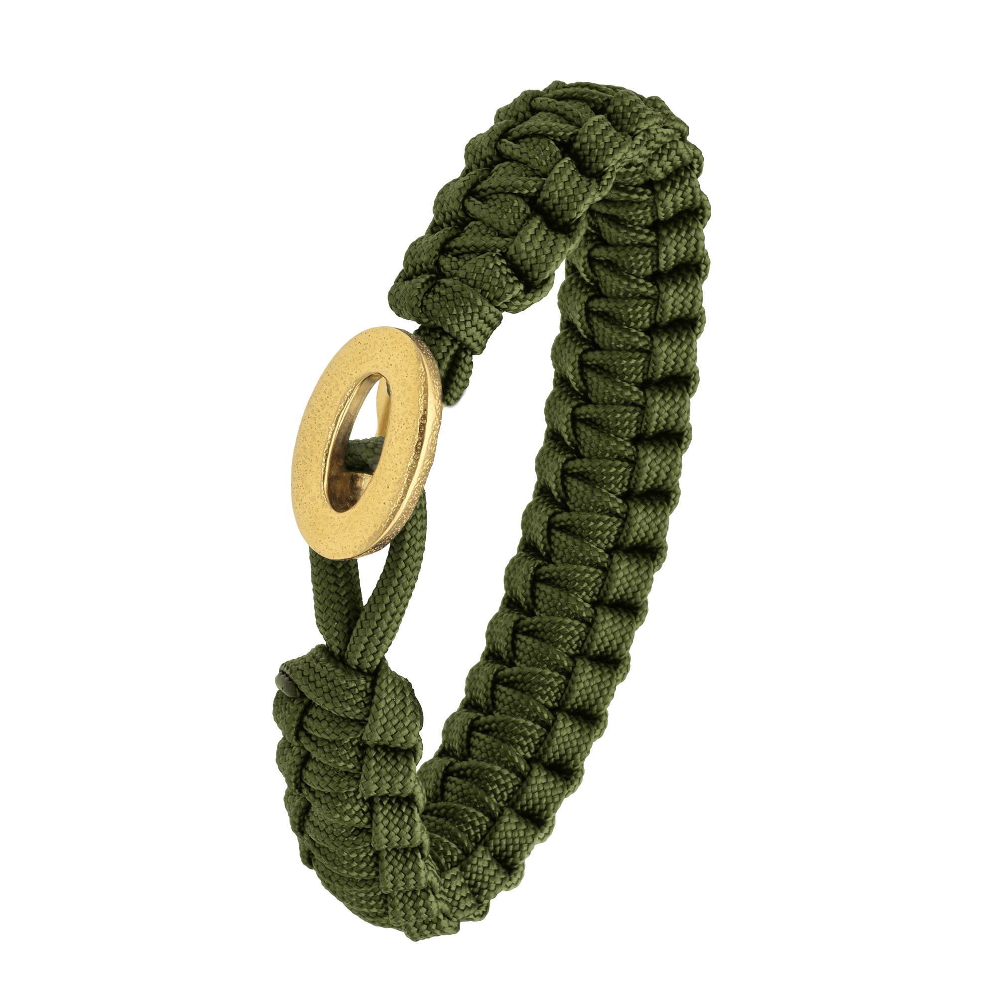 FSTS Bracelet Green with Brushed Gold Plated 316L Stainless Steel Lock - Grön, Guldfärg (210 mm)