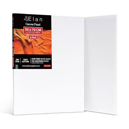 Elan kanvaspaneler i bomull för målning 50x70 cm, 6-pack målardukar