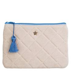 DARK Terry Quilted Small Pouch Sand With Ibiza Blue