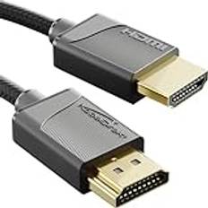 KabelDirekt – 8K/4K HDMI-2.1-kabel – 1,5 m – tunn ultratunn ultratunn kabel, täckt med FlexMesh-Braiding (8K@60Hz, 48 Gbit/s, senaste standard, spelkabel för PC/PS5/Xbox, monitor/TV/projektor, svart)