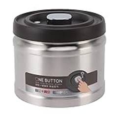 Kaffebehållare, Vakuumförseglad Kaffeförvaringsbehållare Lufttät 304 Rostfritt Stål Köksmatförvaringsbehållare Presstyp Kaffeburk Kaffeburk för Kaffebönor Tenötter (1100ML Rostfritt Stål Naturlig Färg)