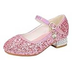 Småbarn, småbarn, flickklänning, pumps, glitter, paljetter, prinsessa, låga klackar, dansskor, strass, sandaler, snöstövlar, 24, ROSA, 27 EU