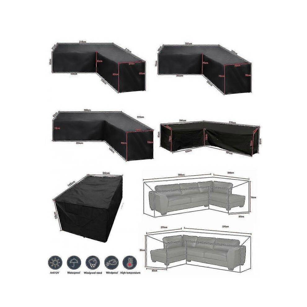 (286*286*82cm) 12 Size L Shape All-purpose Covers Waterproof Rattan Corner Furniture Cover Garden Patio Outdoor Sofa Protector Anti-dust