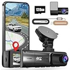 Yabdbg Dash Cam Kamera 4K/2K+1080P med 128GB Kort och Hardwire Kit,True Radar Motion Detection Sensing,360°Parking Monitoring,5G WiFi GPS,APP Bilinstrumentbräda-Inspelare 3.18” IPS 170°