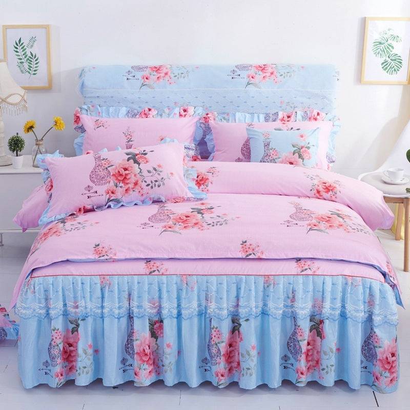 Thickened brushed lace bed skirt lace bedding - Pretty in Pink / 150x200cm