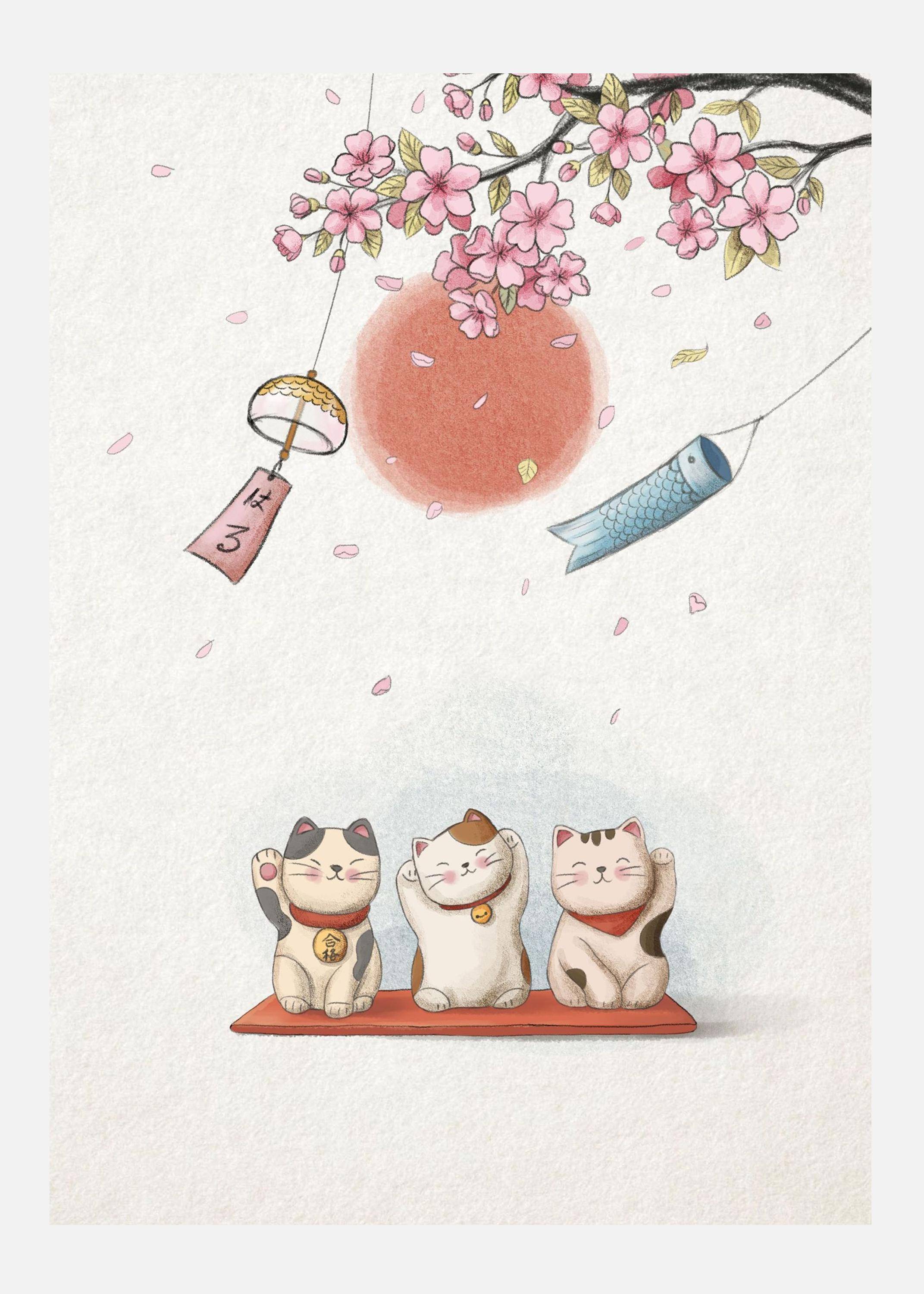 Lucky Cat Canvastavla (50x70 cm)