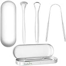 Set of 3 Tongue Scrapers for Adults, Stainless Steel Tongue Scrubber with Storage Case for Oral Hygiene by EcoEarth