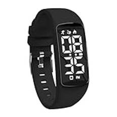 aswan watch digitalklocka, barn, flickor, pojkar, med stegräknare, väckarklocka, stoppur, avstånd, datum, sportarmbandsur utan app och mobiltelefon med silikonarmband, 01 svart, Sporter