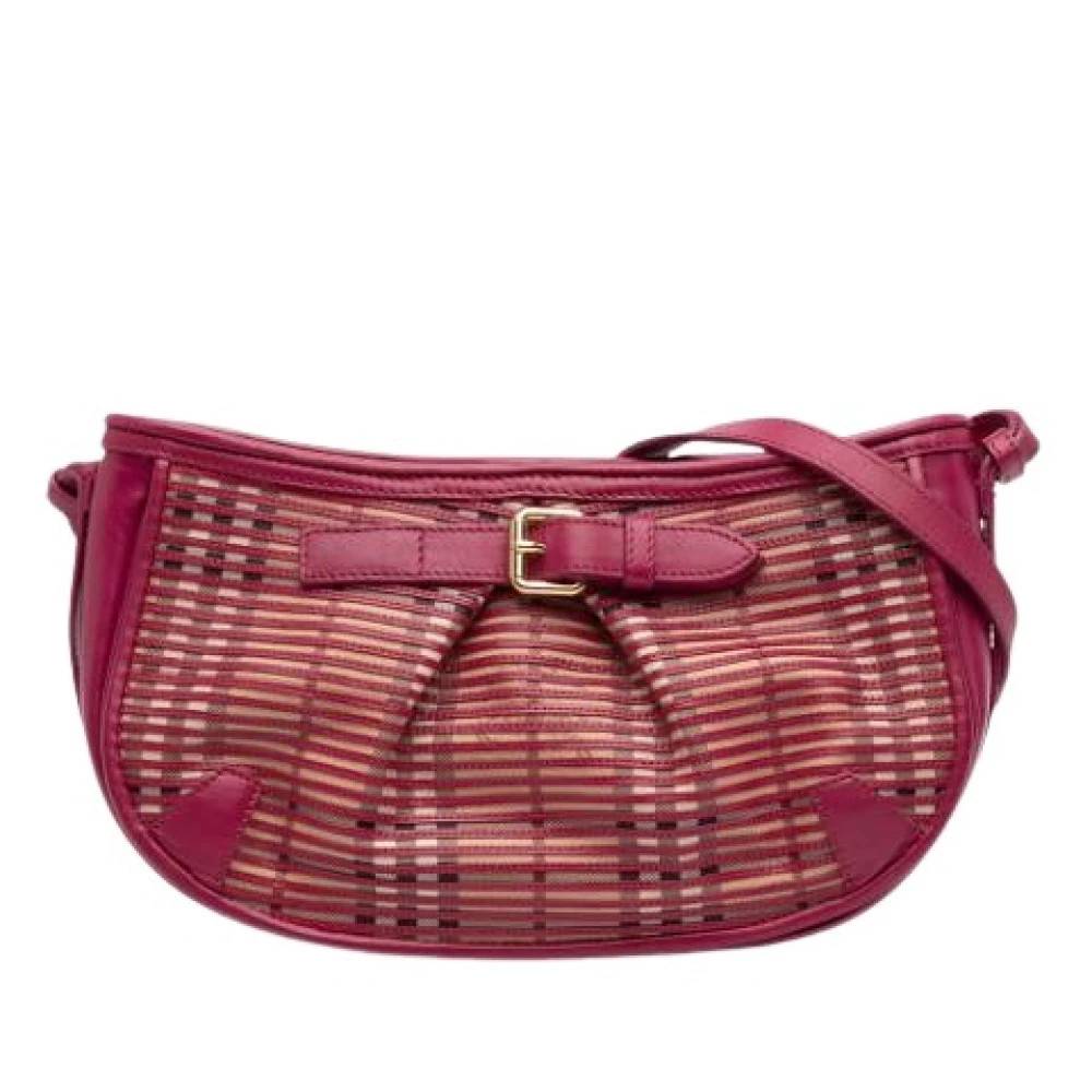 Burberry Vintage Pre-owned Canvas Crossbody Bag - Vintage - Dame - Lyserød - ONE SIZE - Læder