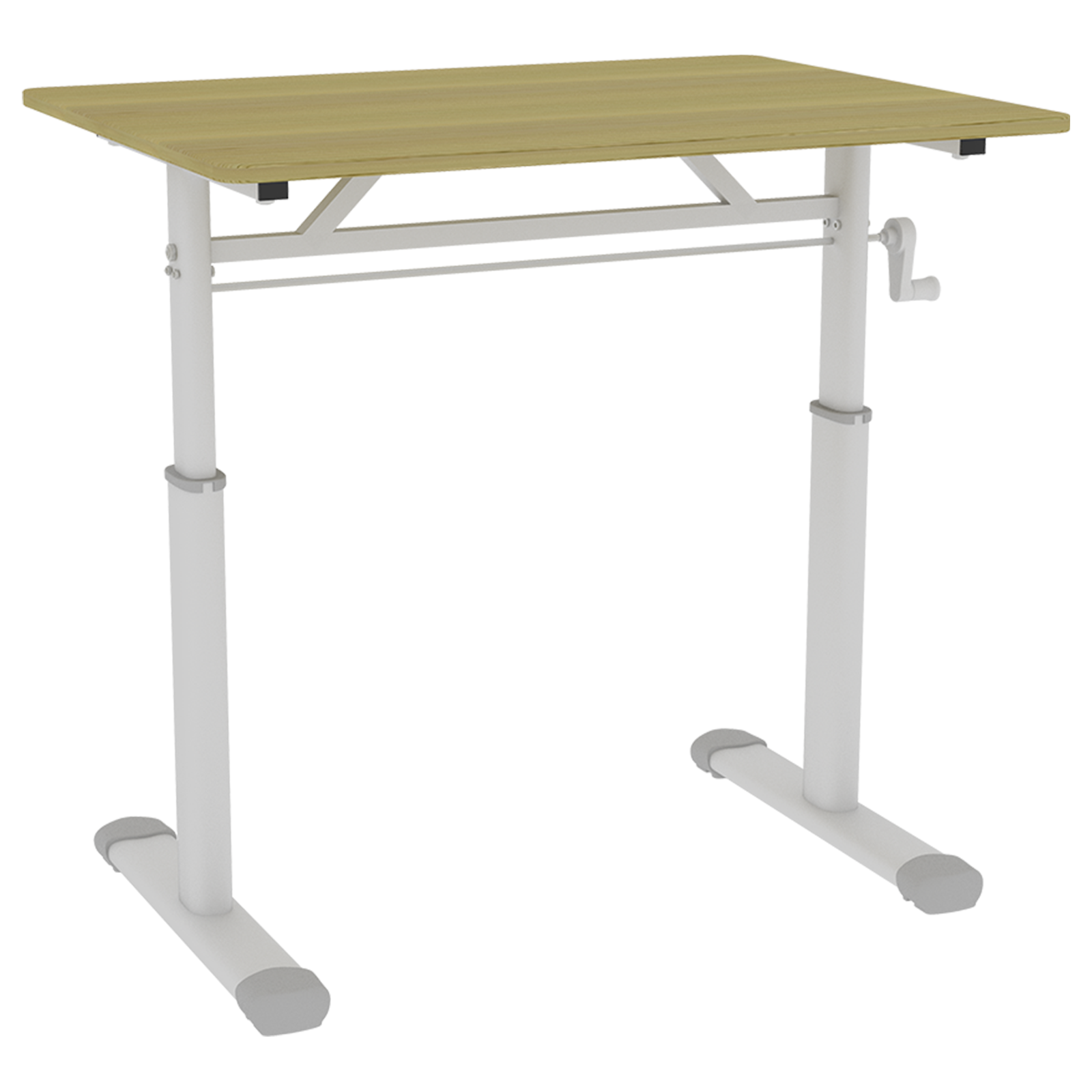 Adjustable Study Desk for Kids and Adults, Height-Adjustable Multifunctional Home Office Desk, Compact Design, White Frame with Natural Wood-Colored Tabletop, 60cm × 80cm