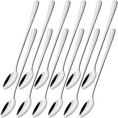homEdge Rostfritt stål långt handtag sked, 20 cm cocktail omrörningsskedar, kaffesked, set med 12