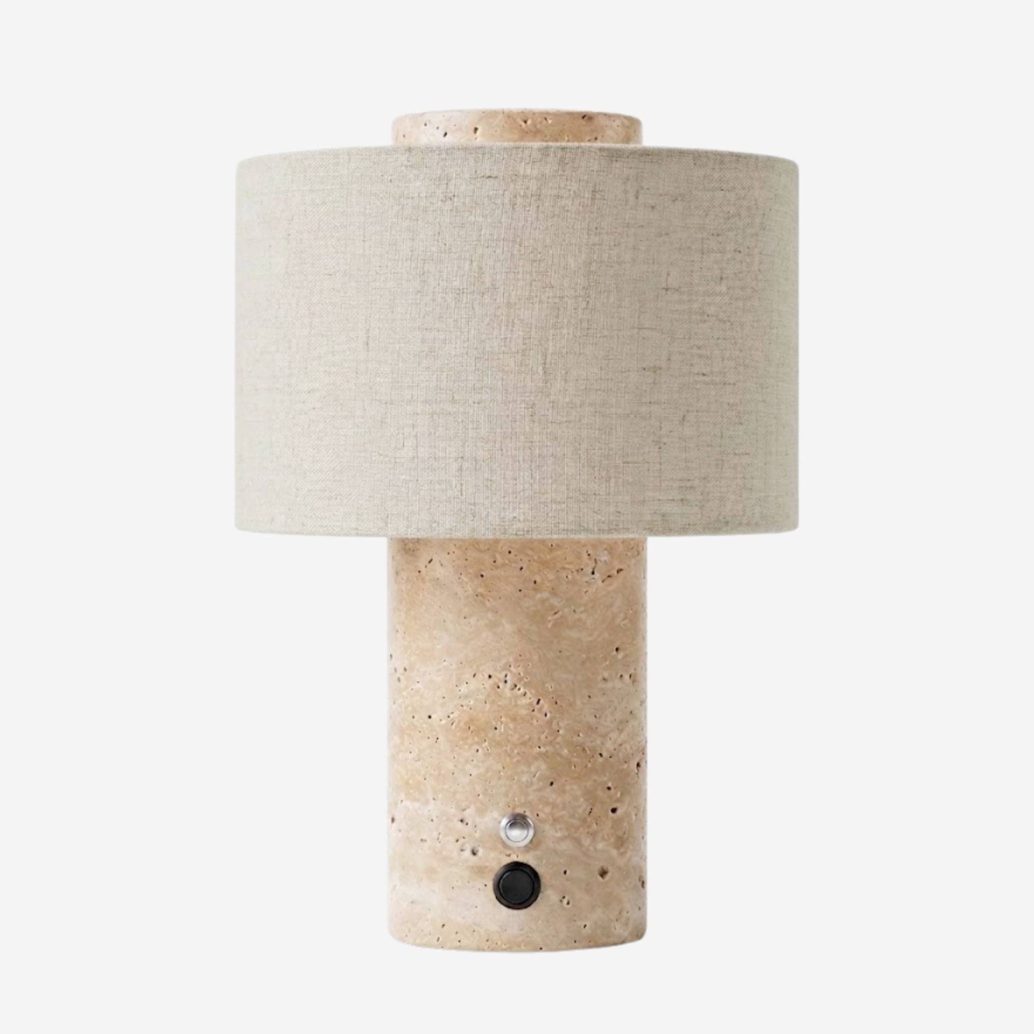 Monolit portabel bordslampa, Travertine 25 cm - Trådlös & uppladdningsbar