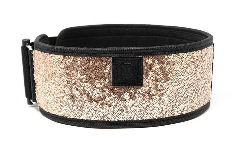 2POOD Classy Bling Rose Gold Straight Weightlifting Belt - XXXSmall