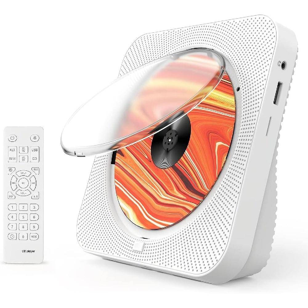 Bärbar Bluetooth Music CD-spelare - Desktop Multifunktionell Kpop CD-spelare med HiFi-ljudhögtalare, Konfigurera LED-skärm, Fjärrkontroll