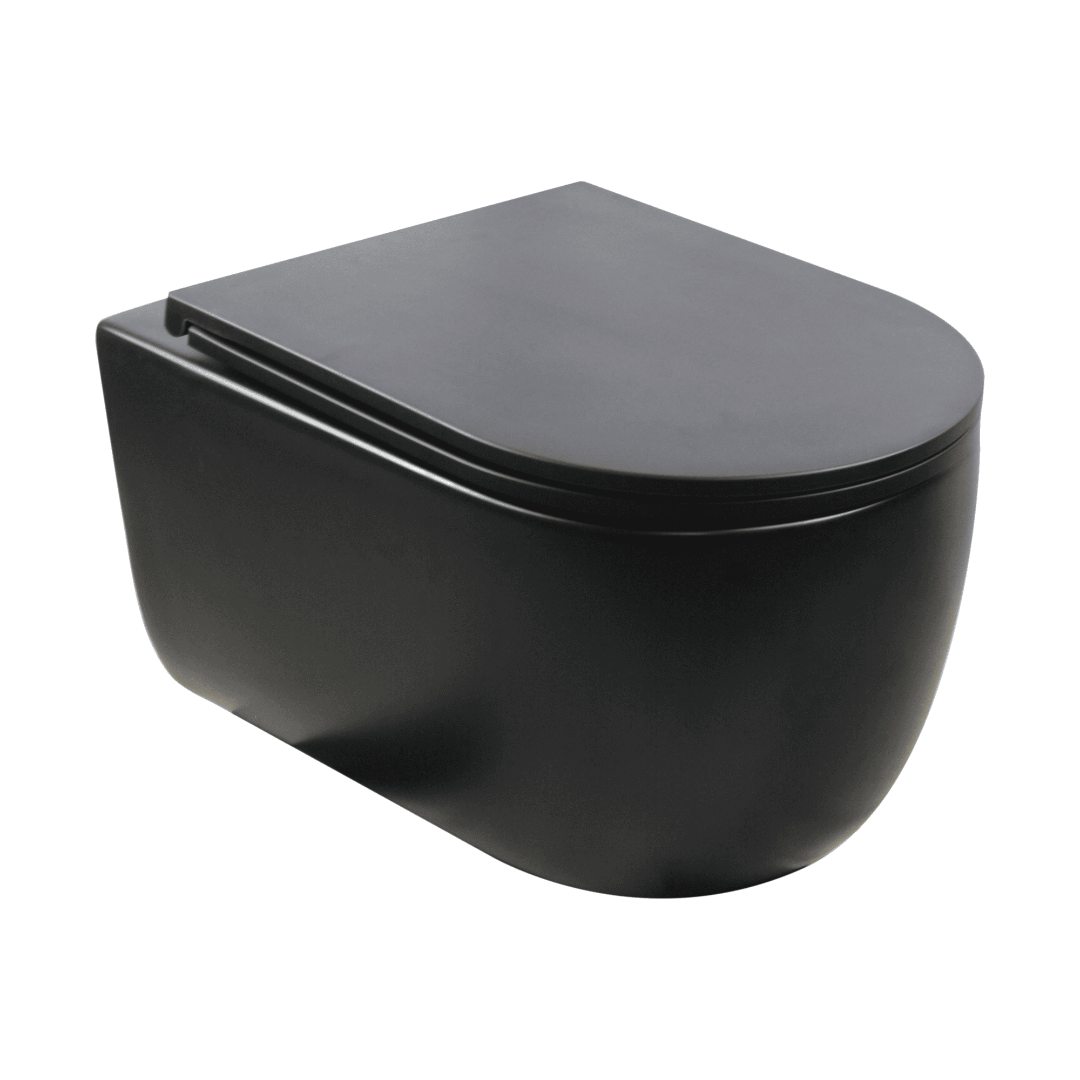 Cassøe Silent væghængt toilet, Rimless - Mat sort