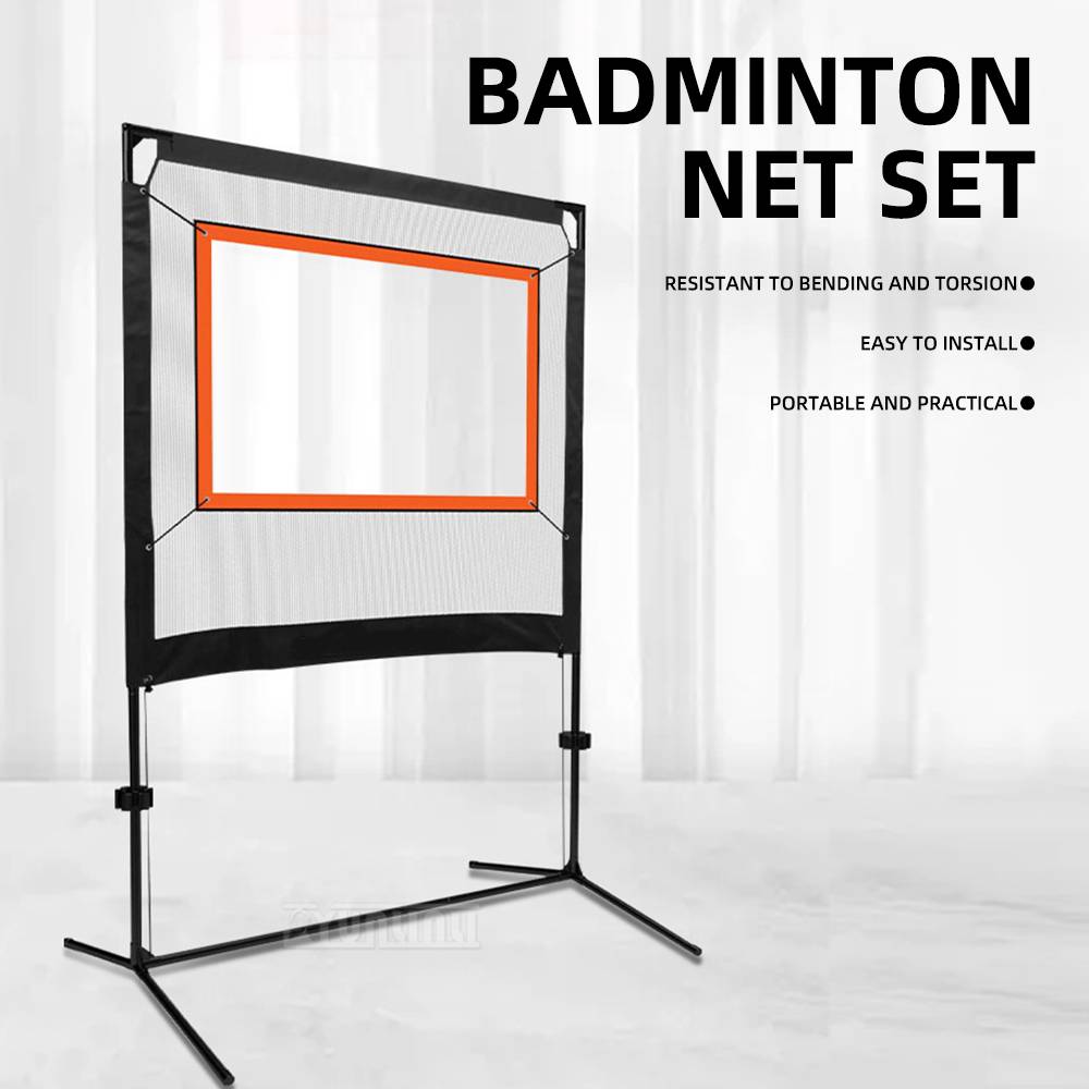 Outdoor sports badminton net set with racket, storage bag, edge protection, drawstring, shuttlecock racket