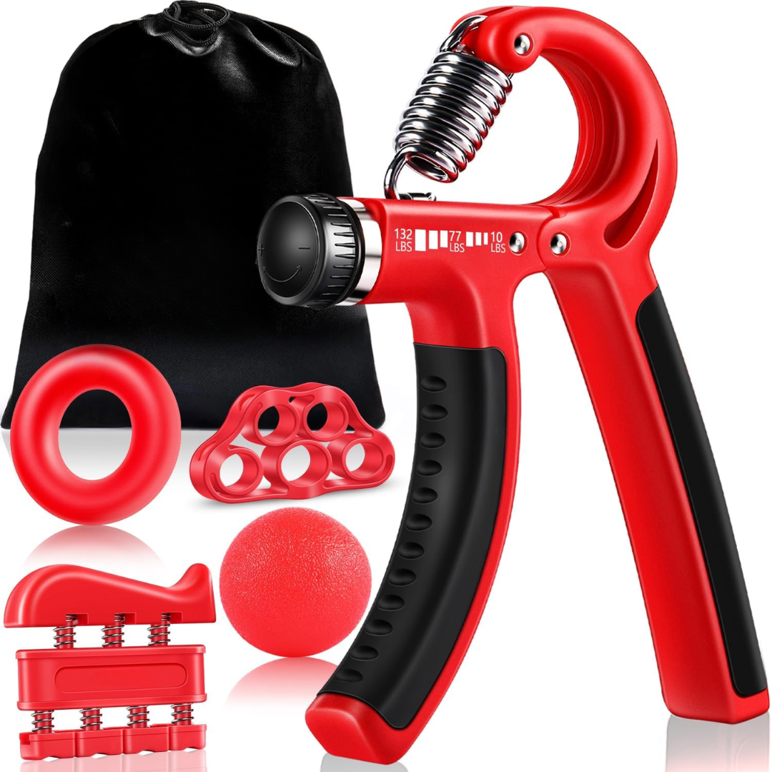 GripMaster - Justerbar Handförstärkare Set (5 stycken) - Röd