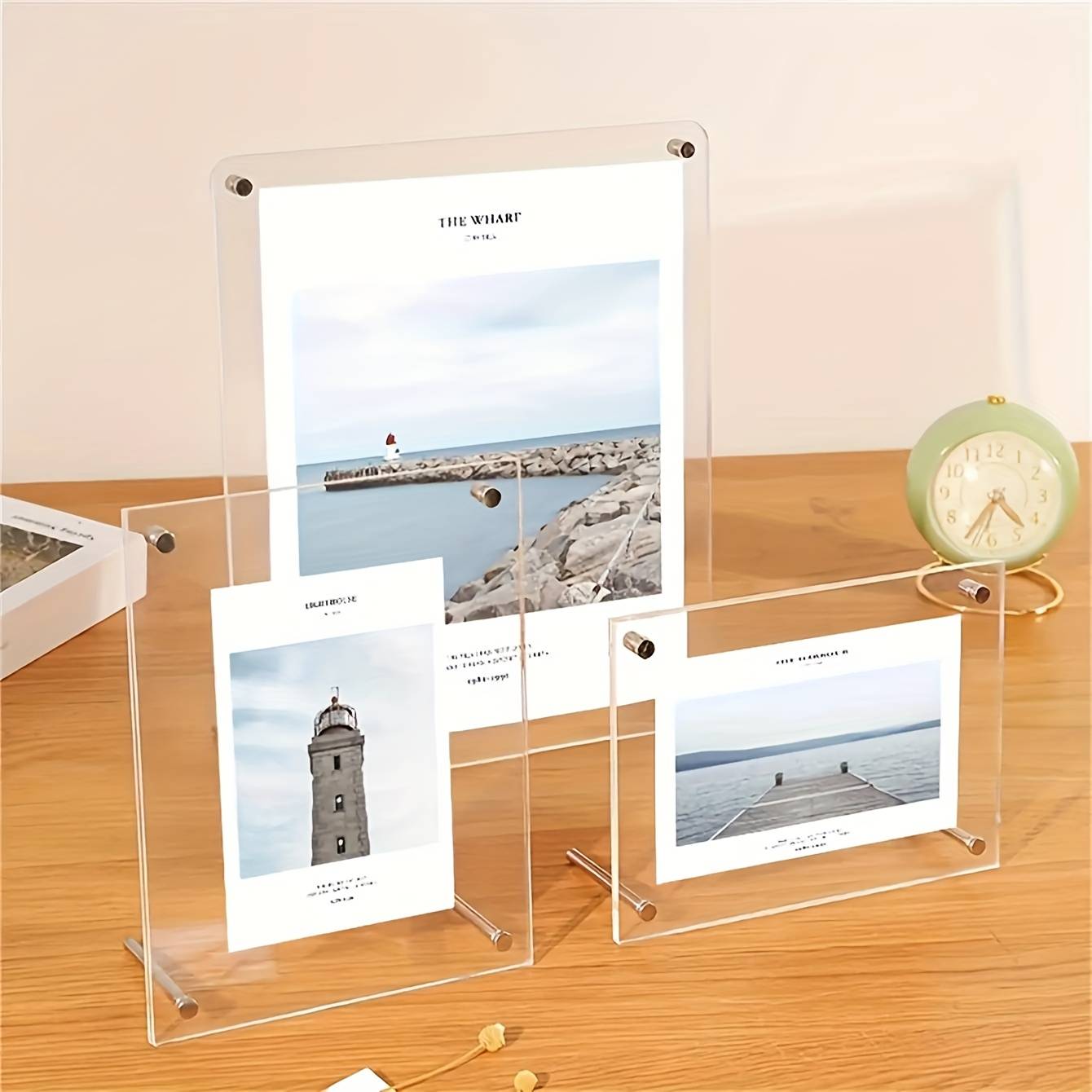 1 Pack of 5-10 Inch A4/A5 Acrylic Photo Frame Classic Tilted Desktop Display Stand for Photo Home Decoration