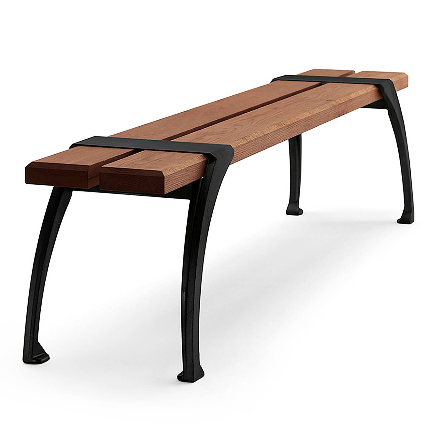 Haga bänk 190 cm - Svart/Grå/Silver/Träfärgad