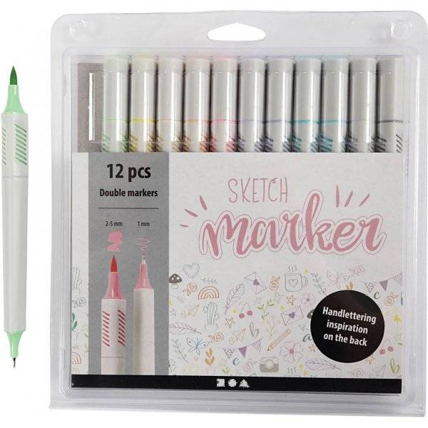 Sketch markers - pastellfärger - 12 st