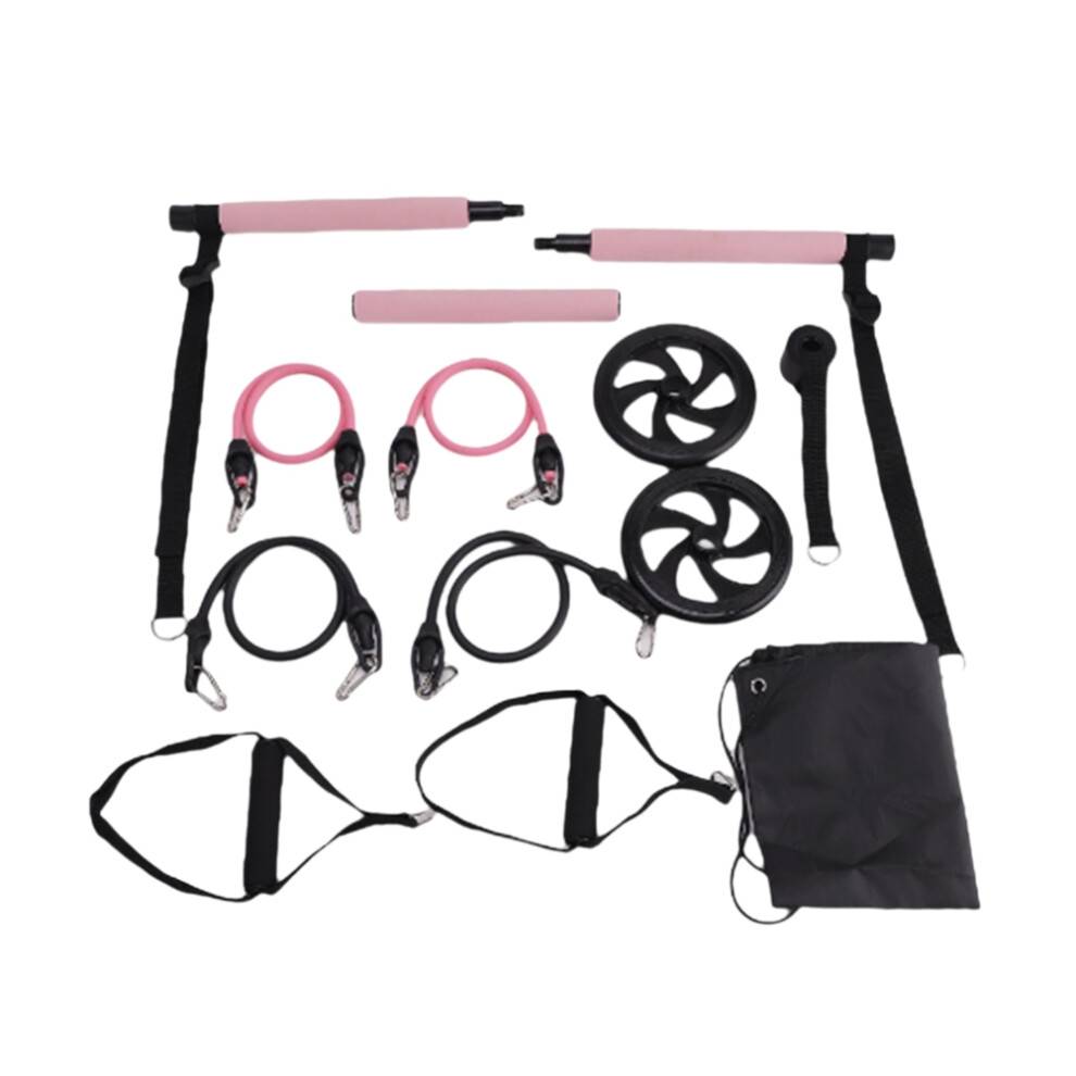 Pilates Bar Kit+Resistance Bands,Pilates Equipment Exercise Bar with Ab Roller, Portable Home Gym Yoga Fitness Bar
