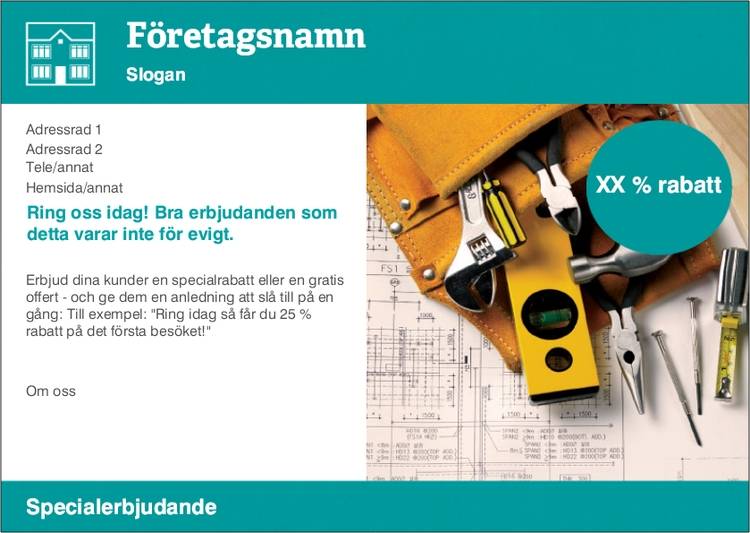 A6-flyers - Turkosa - Homebuilder - Bygg & Anläggning