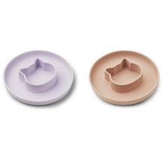 Liewood cat light lavender/rose mix tallerken Gordon silikone (2-pack)