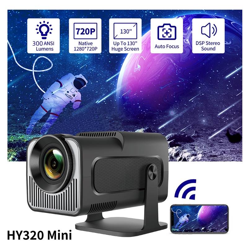 Salange HY320 MINI Android 14.0 Projector LED Beamer Home Cinema 300ANSI 720P WIFI Smart TV HD 1080P 4K Movie