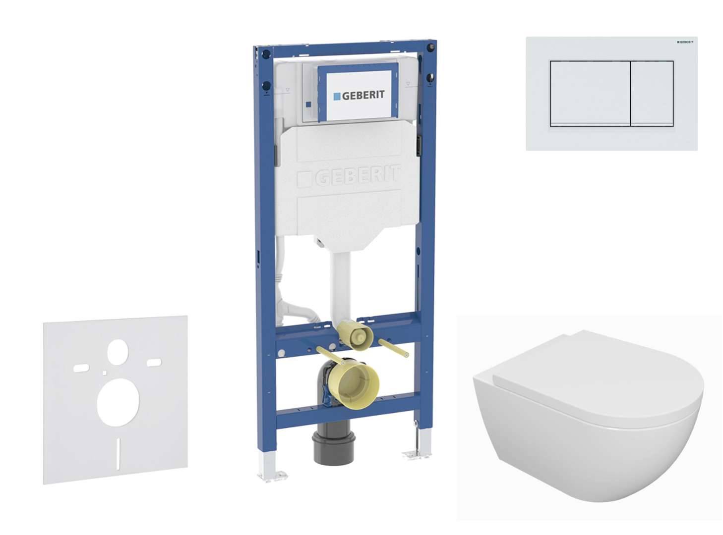 Geberit Duofix - Set med väggmonterad installation, Oudee toalett och mjukstängande sits, Sigma20-knapp, vit/vit matt SANI11CA3127B